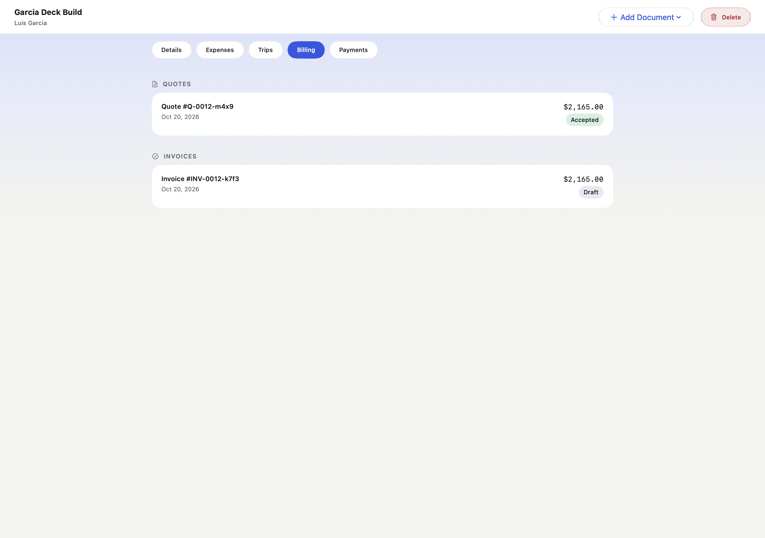 Mac job Billing with quotes and invoices with sample data